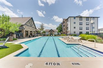 A swimming pool with the depth indicated as 4 feet.